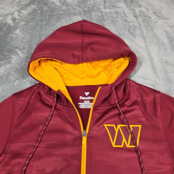 Washington Commanders Jacket Mens Small Burgundy Full Zip Fleece Hooded Fanatics - Picture 3 of 9